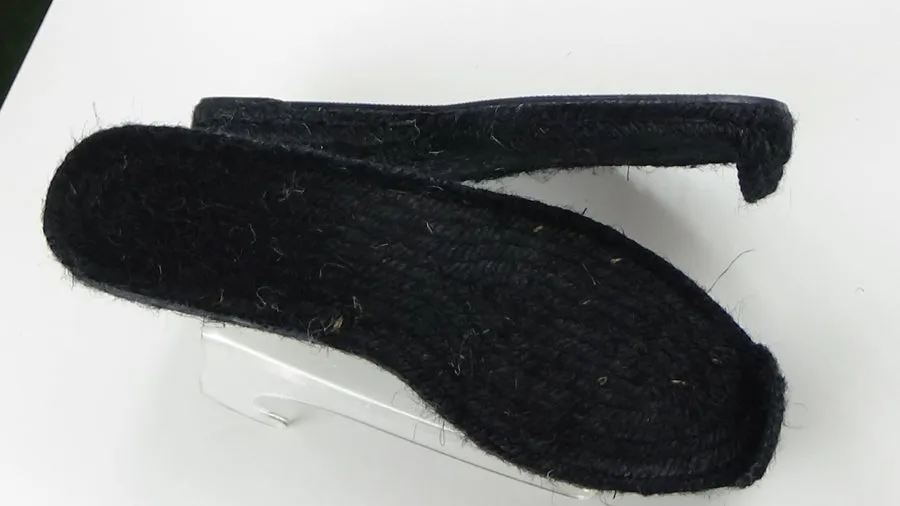 #1800 | Black Espadrille Soles Medium Wedge