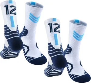 2-Pairs Basketball-Socks-for-Men & Boys, Basketball Team Lucky Number Sports-Star-Socks for Child & Adult