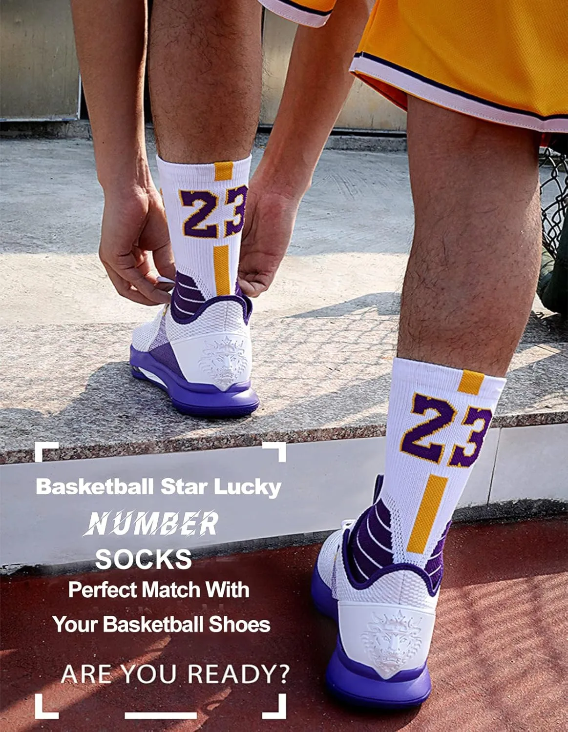 2-Pairs Basketball-Socks-for-Men & Boys, Basketball Team Lucky Number Sports-Star-Socks for Child & Adult