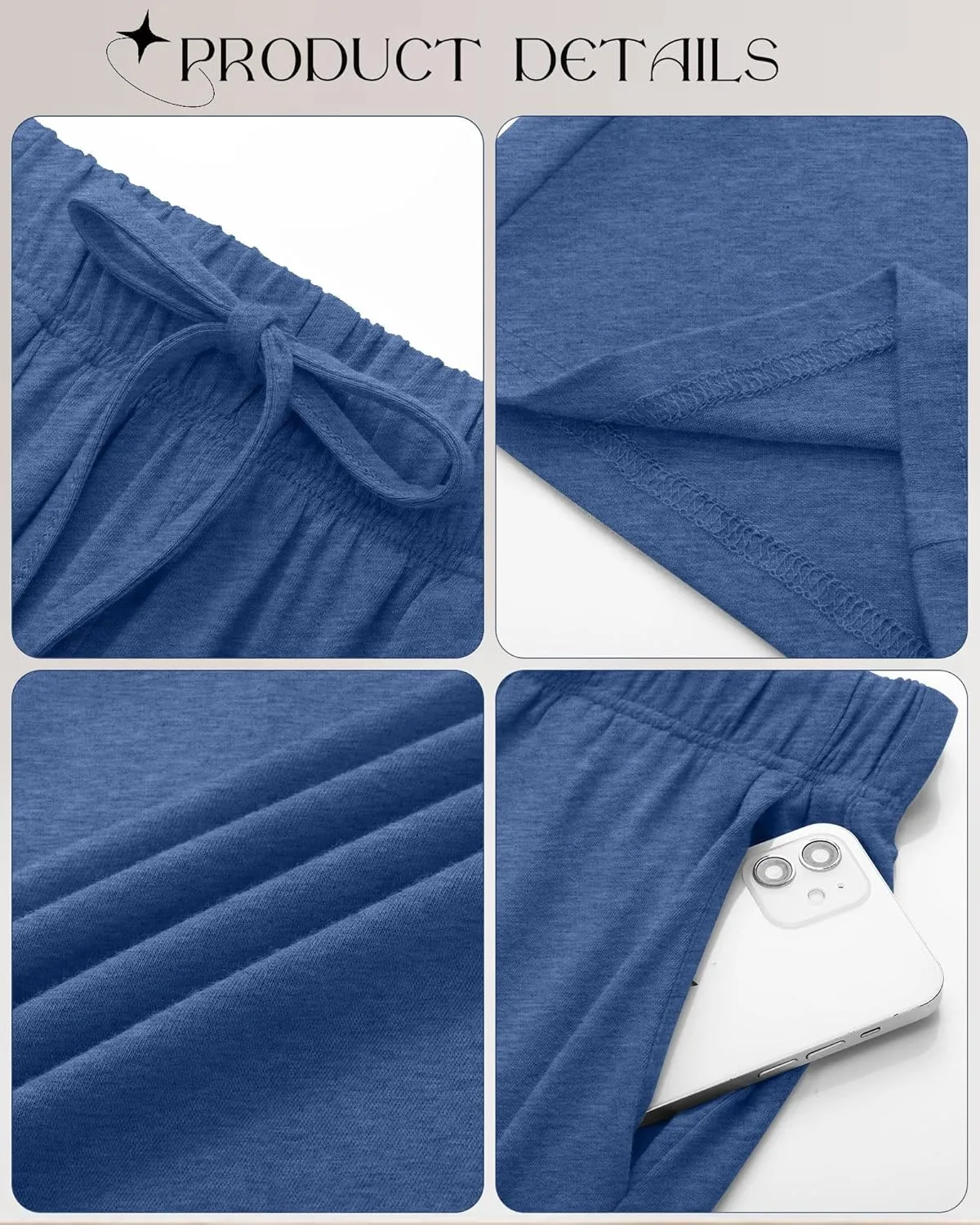3 Pack Women's Lounge Pants with Pockets Casual Wide Leg Drawstring Yoga Pants Straight Trousers Spring Bottoms