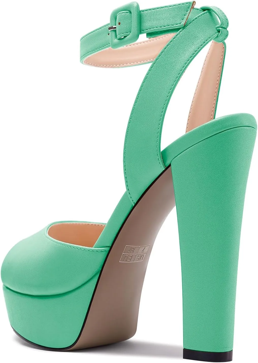 Aachcol Womens Chunky Block High Platform Heel Peep Open Toe Sandals Ankle Strap Slingback Buckle Prom Dress Summer 5.1 Inches Heels
