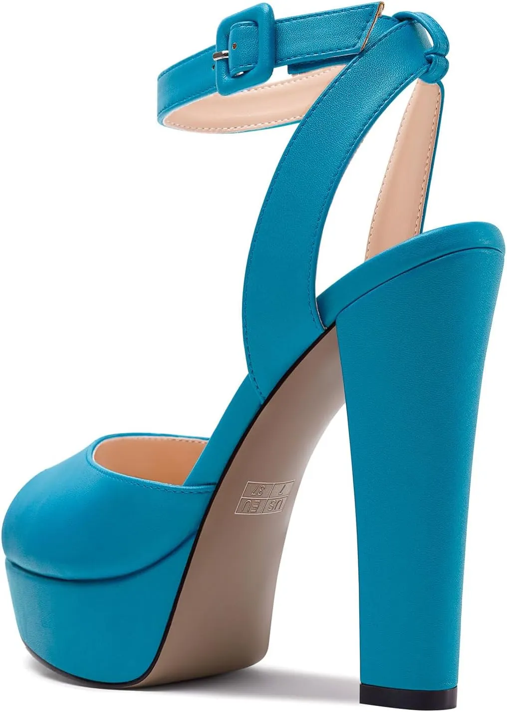 Aachcol Womens Chunky Block High Platform Heel Peep Open Toe Sandals Ankle Strap Slingback Buckle Prom Dress Summer 5.1 Inches Heels