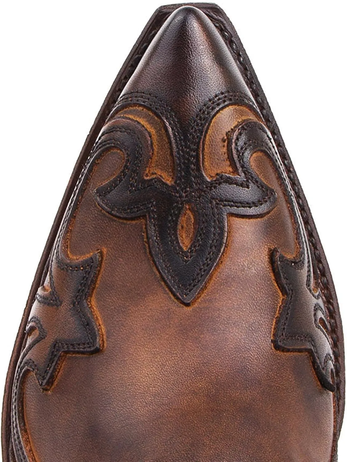 ADMLZQQ Men's Pointed Toe Cowboy Boots Slip-On Pointed Toe Chunky Heel Western Bootie