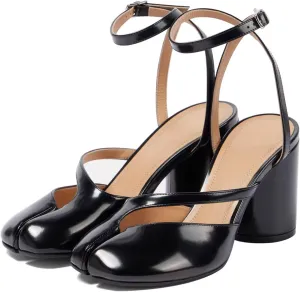Agodor Women's Chunky Block High Heels Split Toe Pumps Ankle Strap Slingback Heels Tabi Shoes Comfort Dress Heeled Sandals