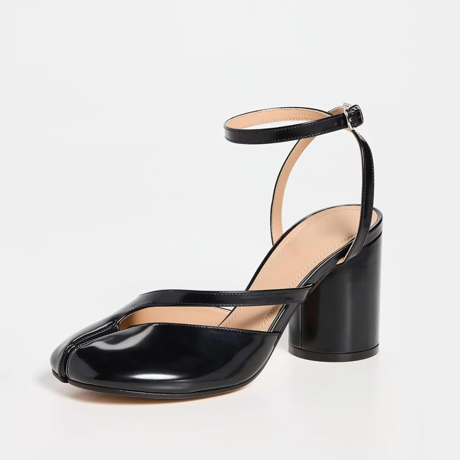 Agodor Women's Chunky Block High Heels Split Toe Pumps Ankle Strap Slingback Heels Tabi Shoes Comfort Dress Heeled Sandals