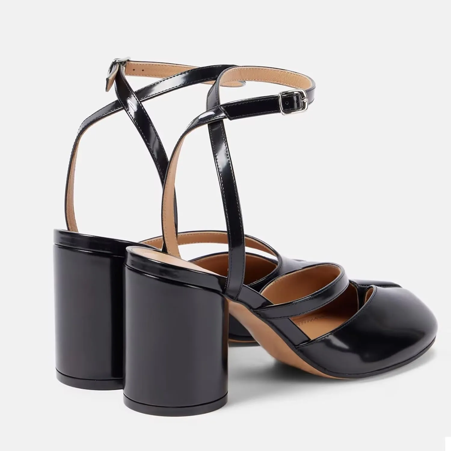 Agodor Women's Chunky Block High Heels Split Toe Pumps Ankle Strap Slingback Heels Tabi Shoes Comfort Dress Heeled Sandals