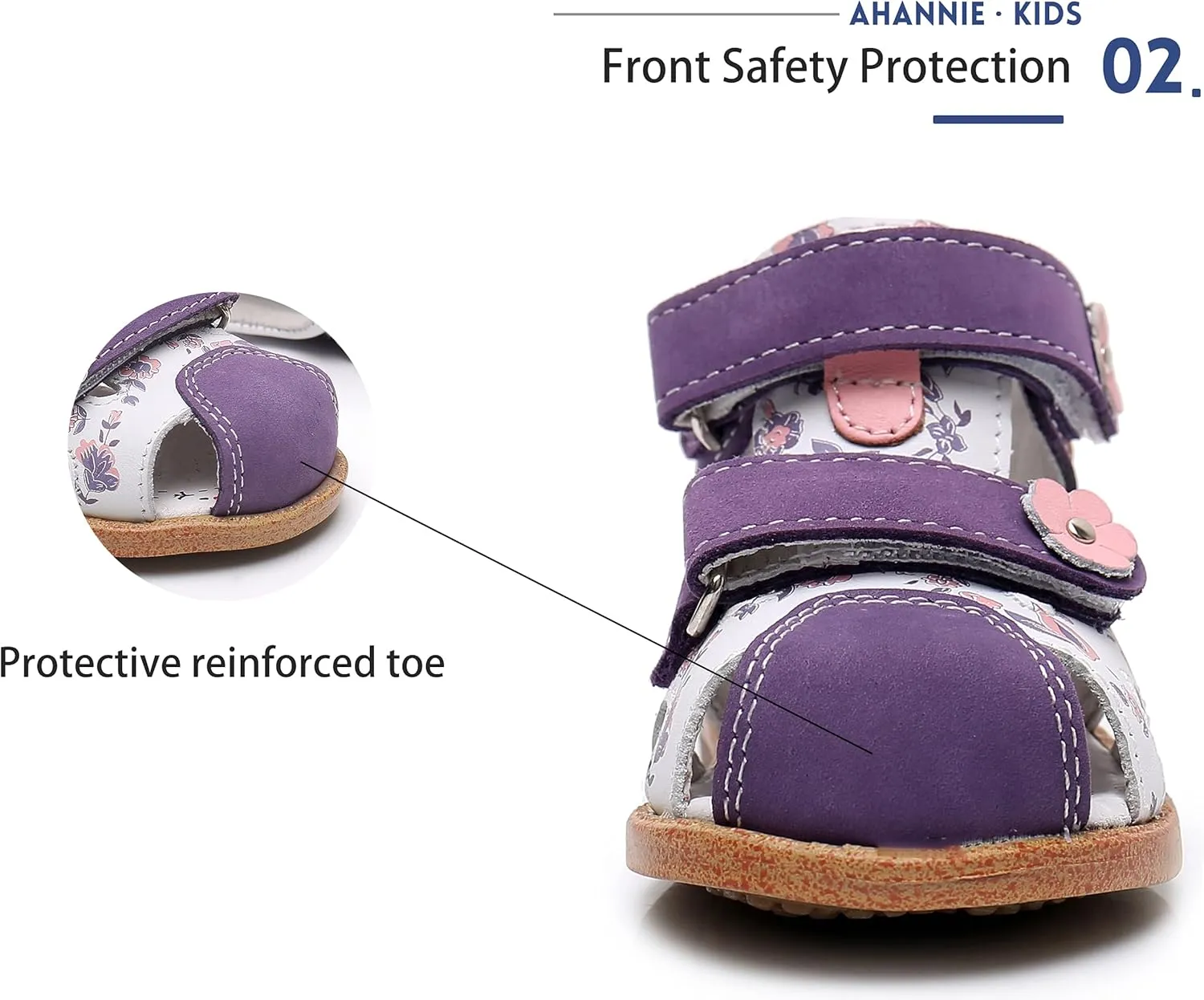 Ahannie Boys Girls Sandals for Toddler & Little Kids Closed Toe Summer Shoes with Hook Loop