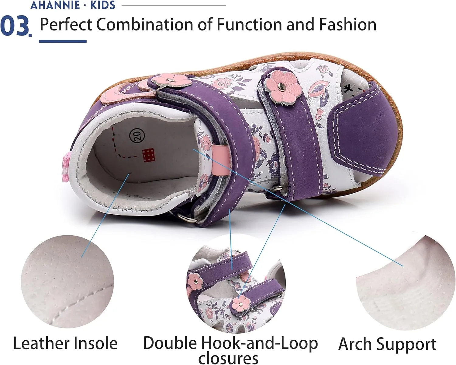 Ahannie Boys Girls Sandals for Toddler & Little Kids Closed Toe Summer Shoes with Hook Loop
