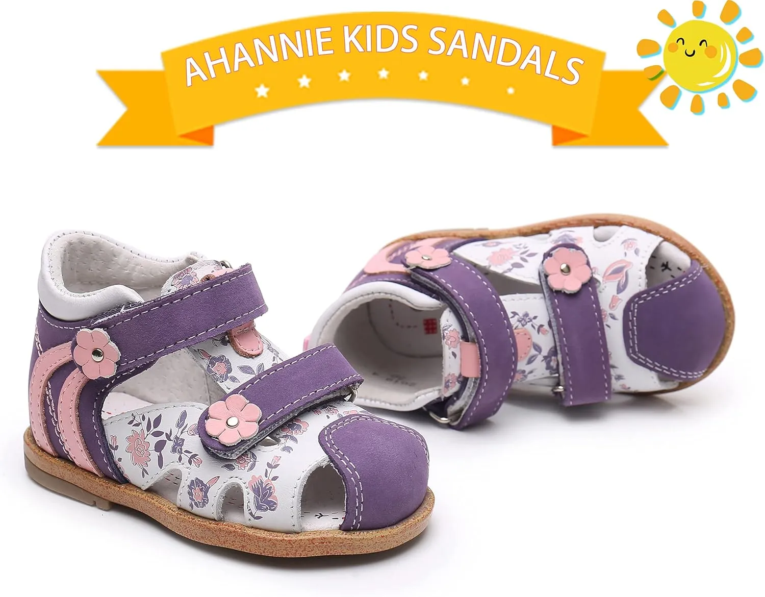 Ahannie Boys Girls Sandals for Toddler & Little Kids Closed Toe Summer Shoes with Hook Loop