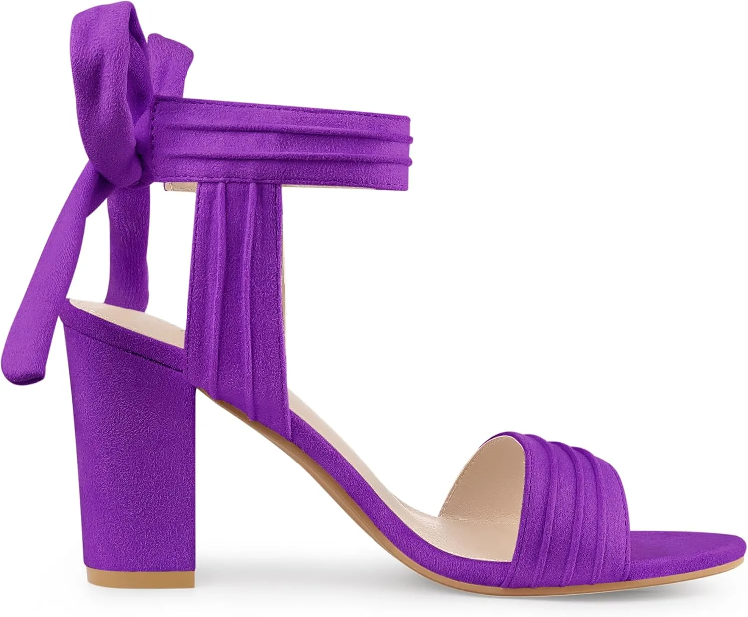 Allegra K Women Open Toe Ankle Tie Back Chunky Heel Sandals