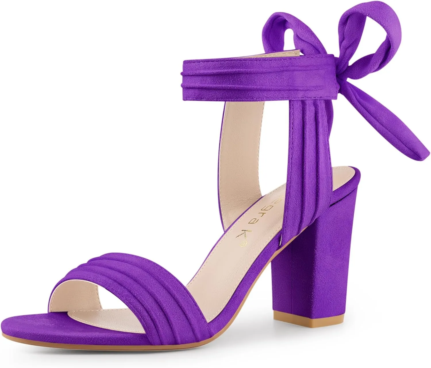 Allegra K Women Open Toe Ankle Tie Back Chunky Heel Sandals
