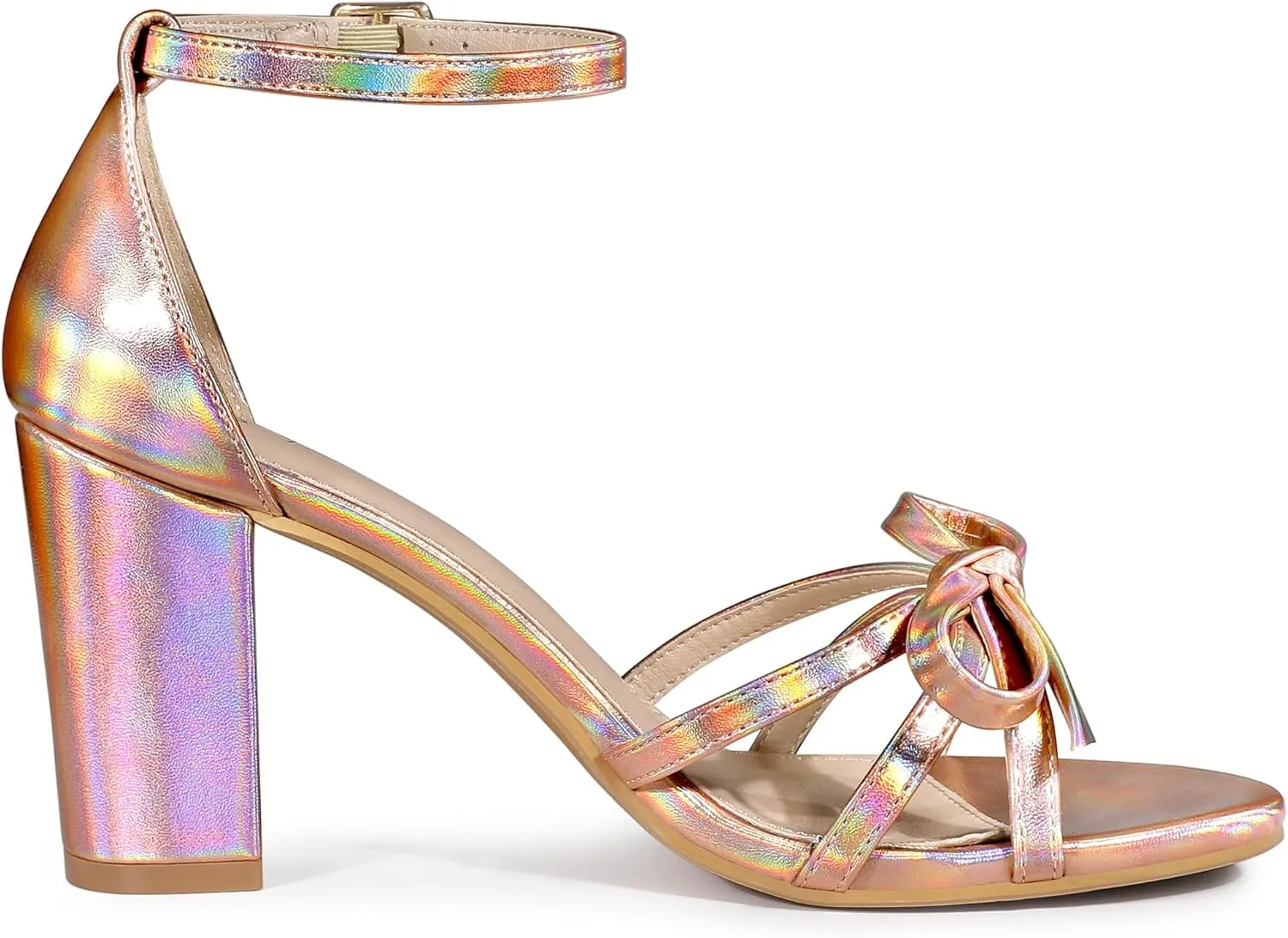 Allegra K Women's Bow Decor Ankle Strap Block Heels Sandals