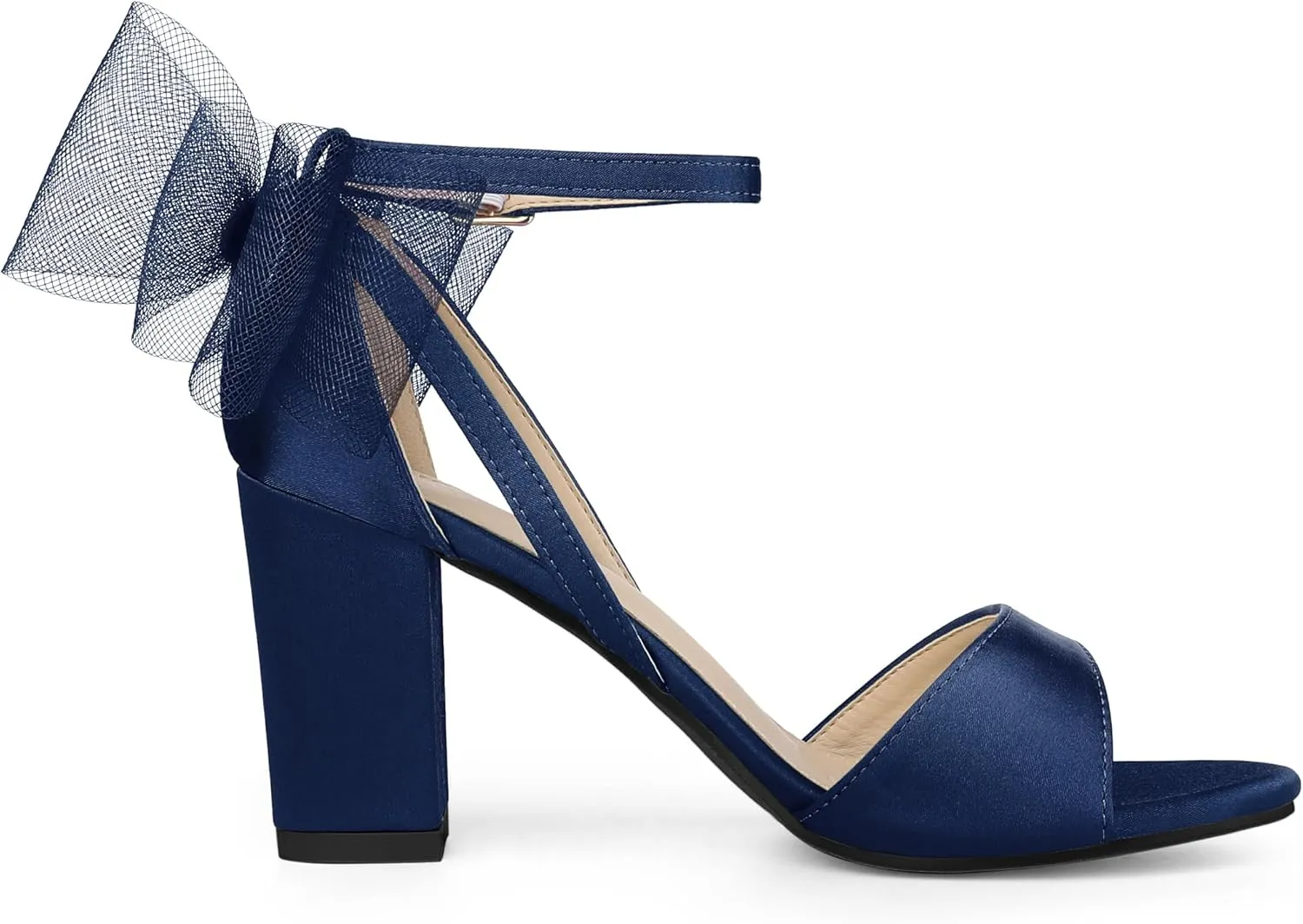 Allegra K Women's Bow Shoes Open Toe Chunky Heel Sandals
