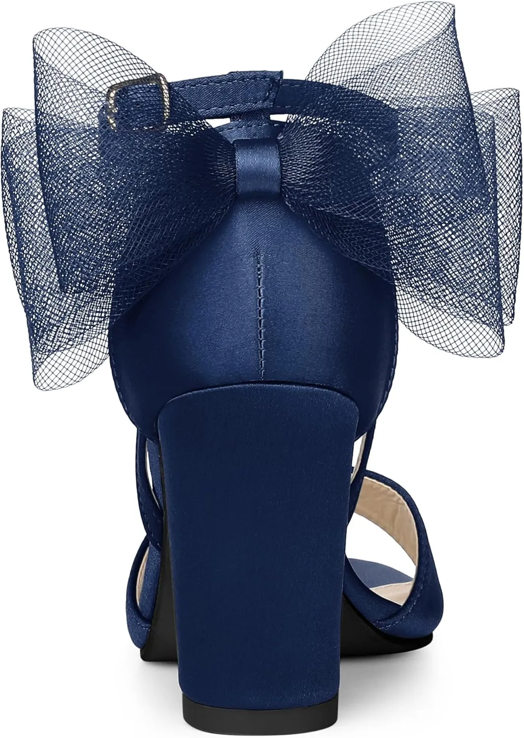 Allegra K Women's Bow Shoes Open Toe Chunky Heel Sandals
