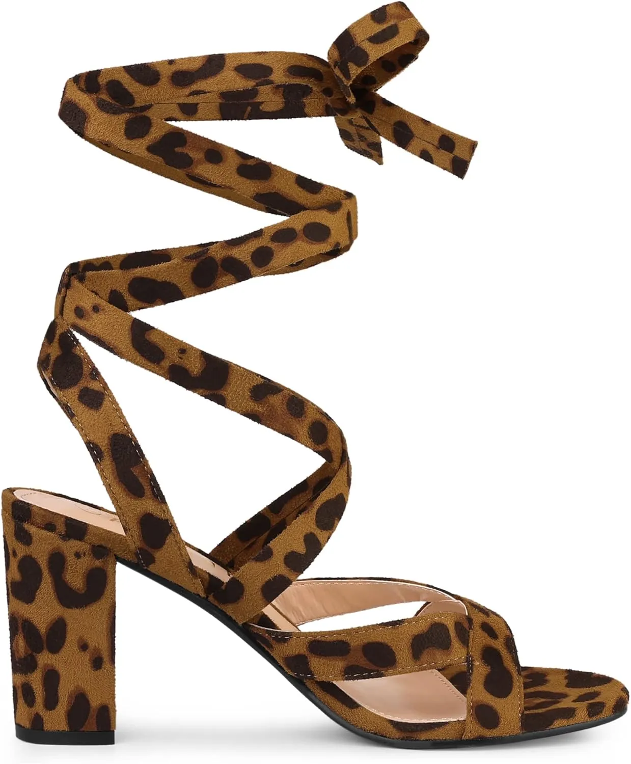 Allegra K Women's Crisscross Chunky Heel Lace Ups Sandals