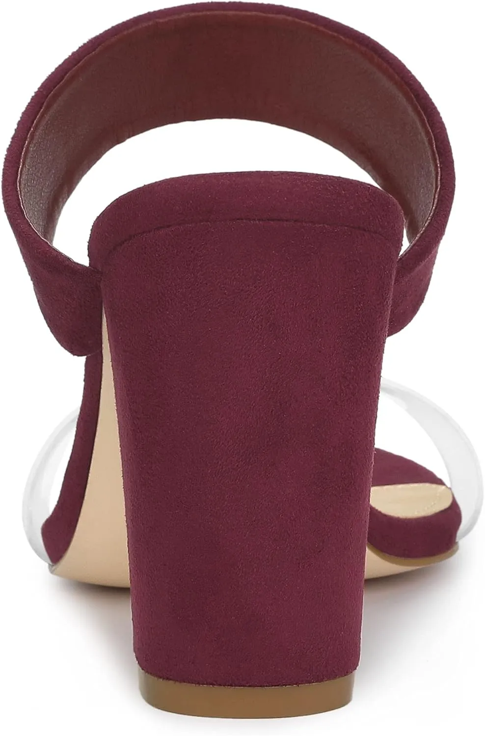 Allegra K Women's Dual Clear Strap Block Heels Slides Sandals