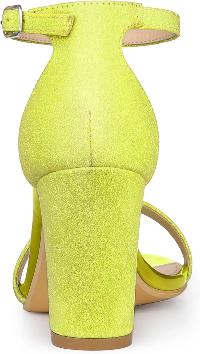 Allegra K Women's Glitter Ankle Strap Chunky Heels Sandals