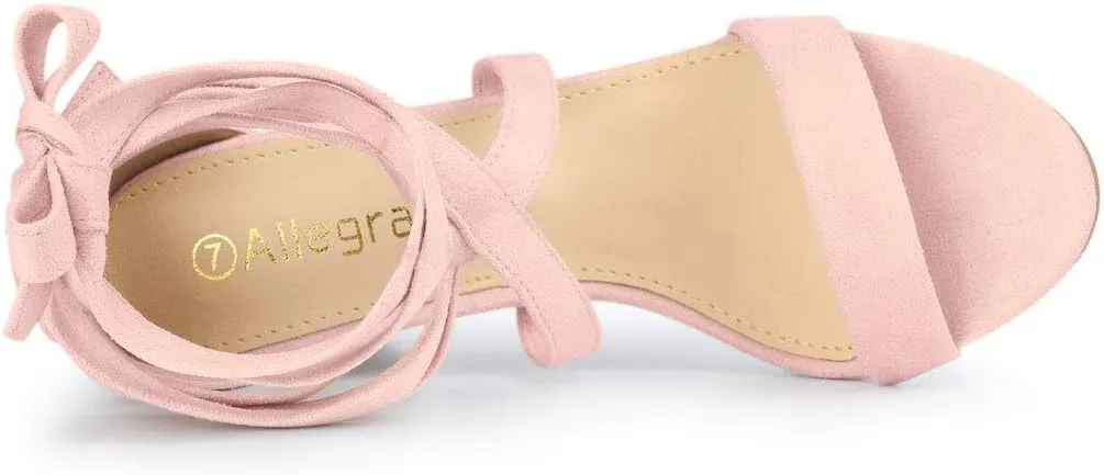 Allegra K Women's Lace Up Block Heels Sandals