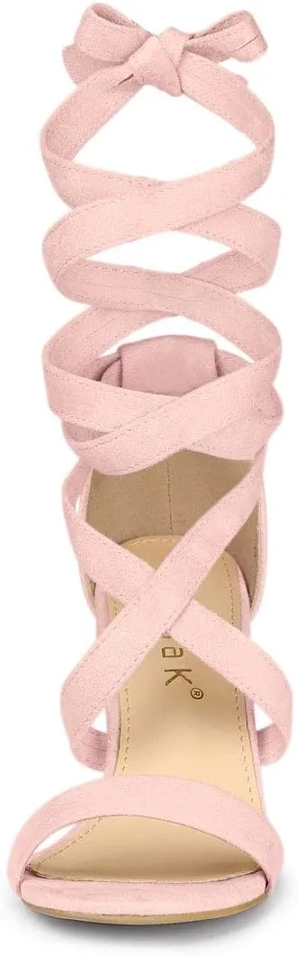 Allegra K Women's Lace Up Block Heels Sandals