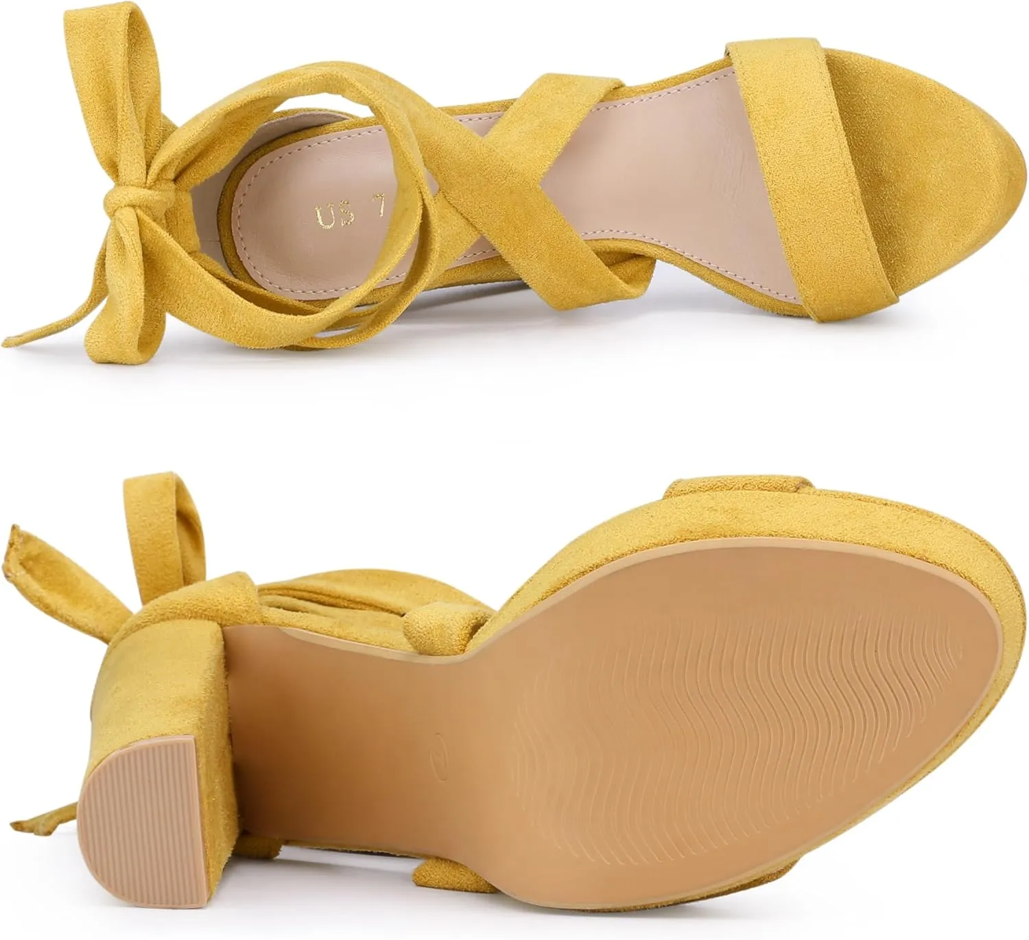 Allegra K Women's Lace Up Platform Block Heel Sandals