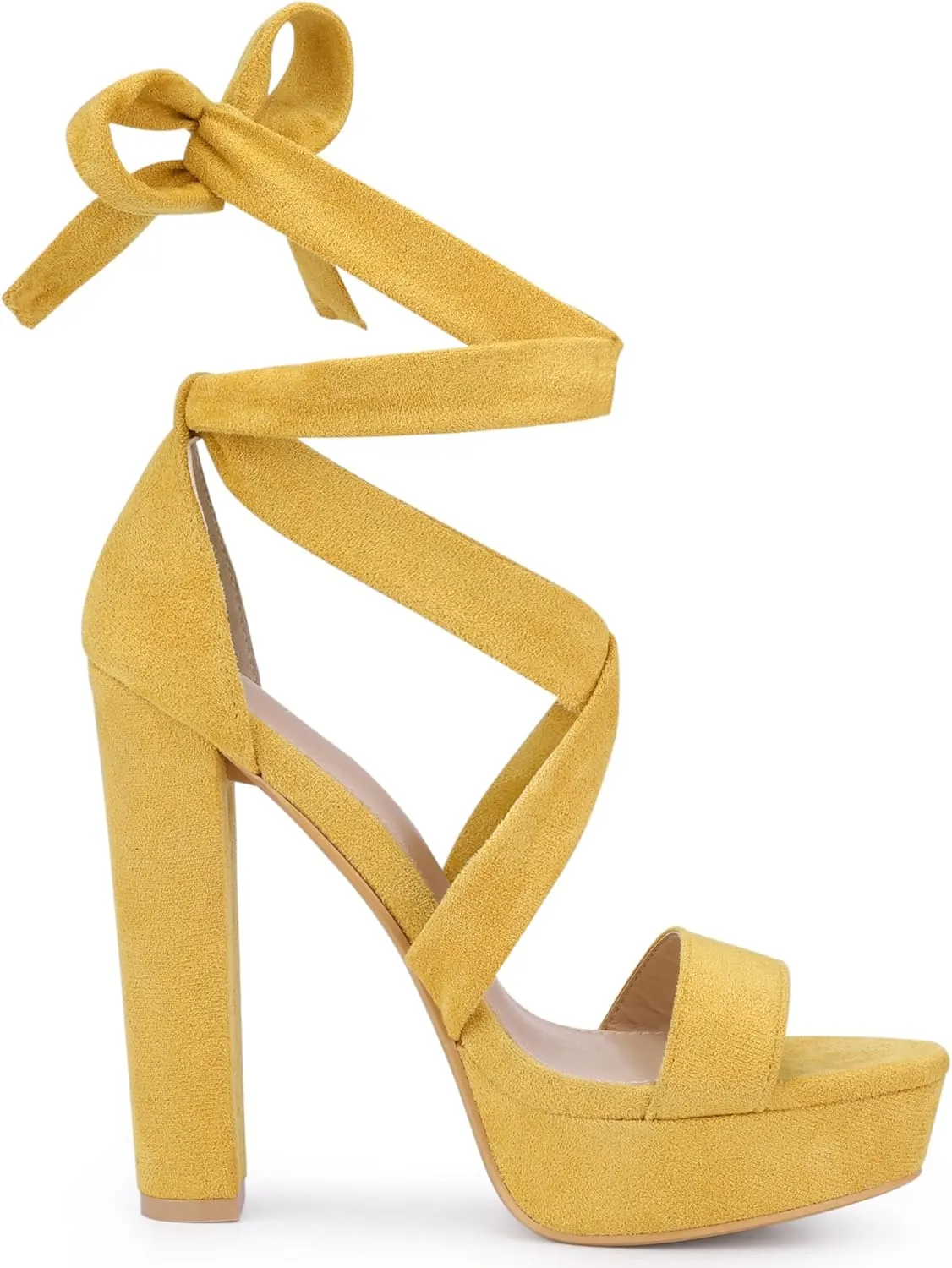 Allegra K Women's Lace Up Platform Block Heel Sandals
