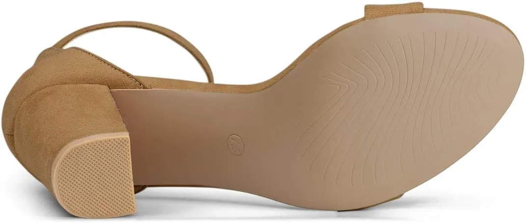 Allegra K Women's Open Toe High Chunky Heel Buckle Ankle Strap Sandals