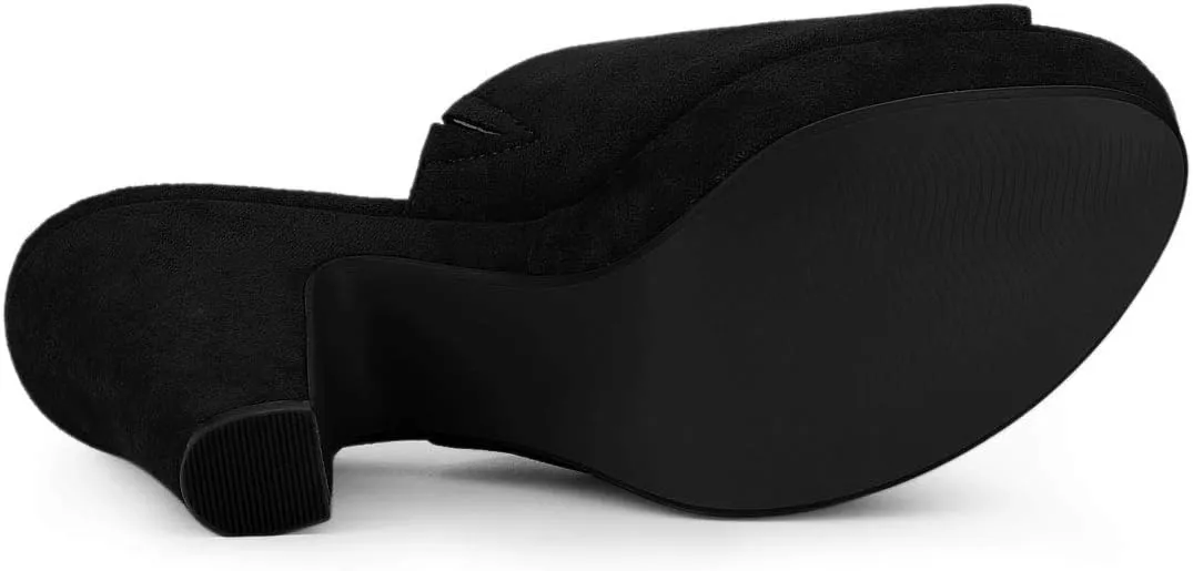 Allegra K Women's Open Toe Platform Chunky Heel Slides Sandals