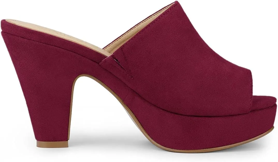 Allegra K Women's Open Toe Platform Chunky Heel Slides Sandals