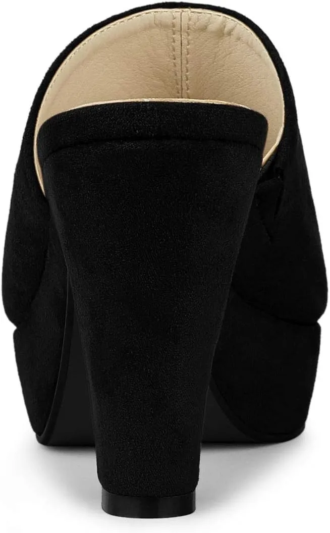 Allegra K Women's Open Toe Platform Chunky Heel Slides Sandals