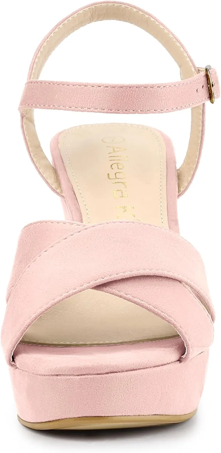 Allegra K Women's Platform Chunky Heels Slingback Sandals