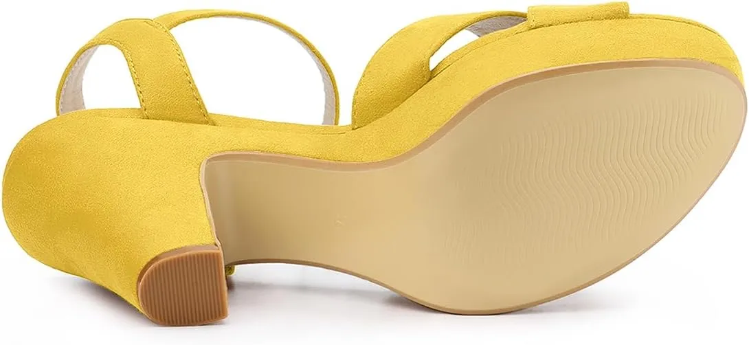 Allegra K Women's Platform Chunky Heels Slingback Sandals