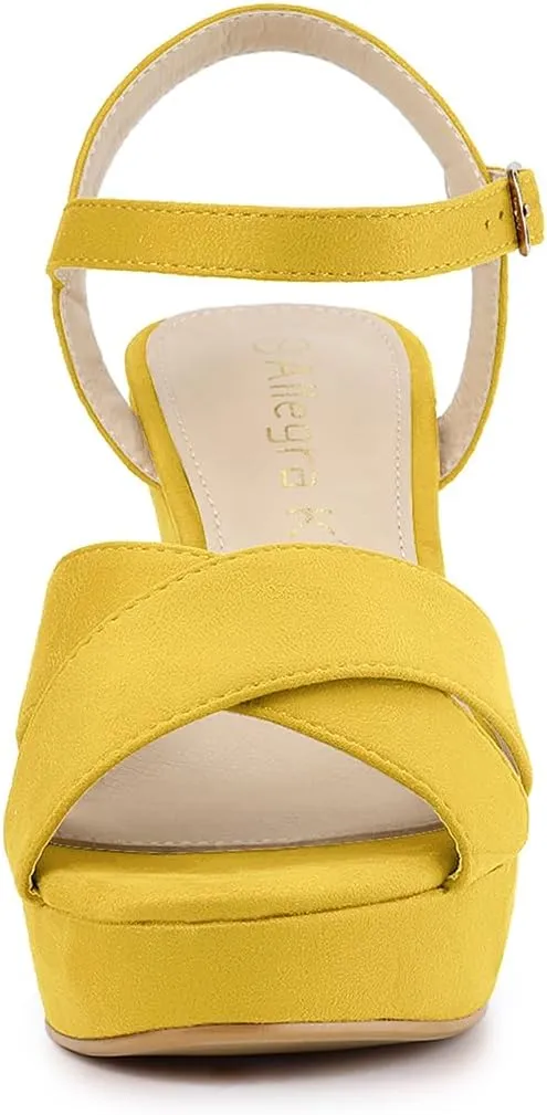 Allegra K Women's Platform Chunky Heels Slingback Sandals