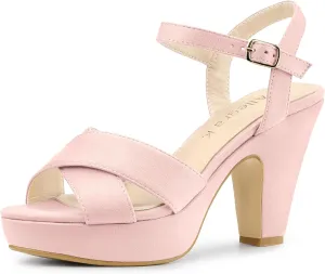 Allegra K Women's Platform Chunky Heels Slingback Sandals