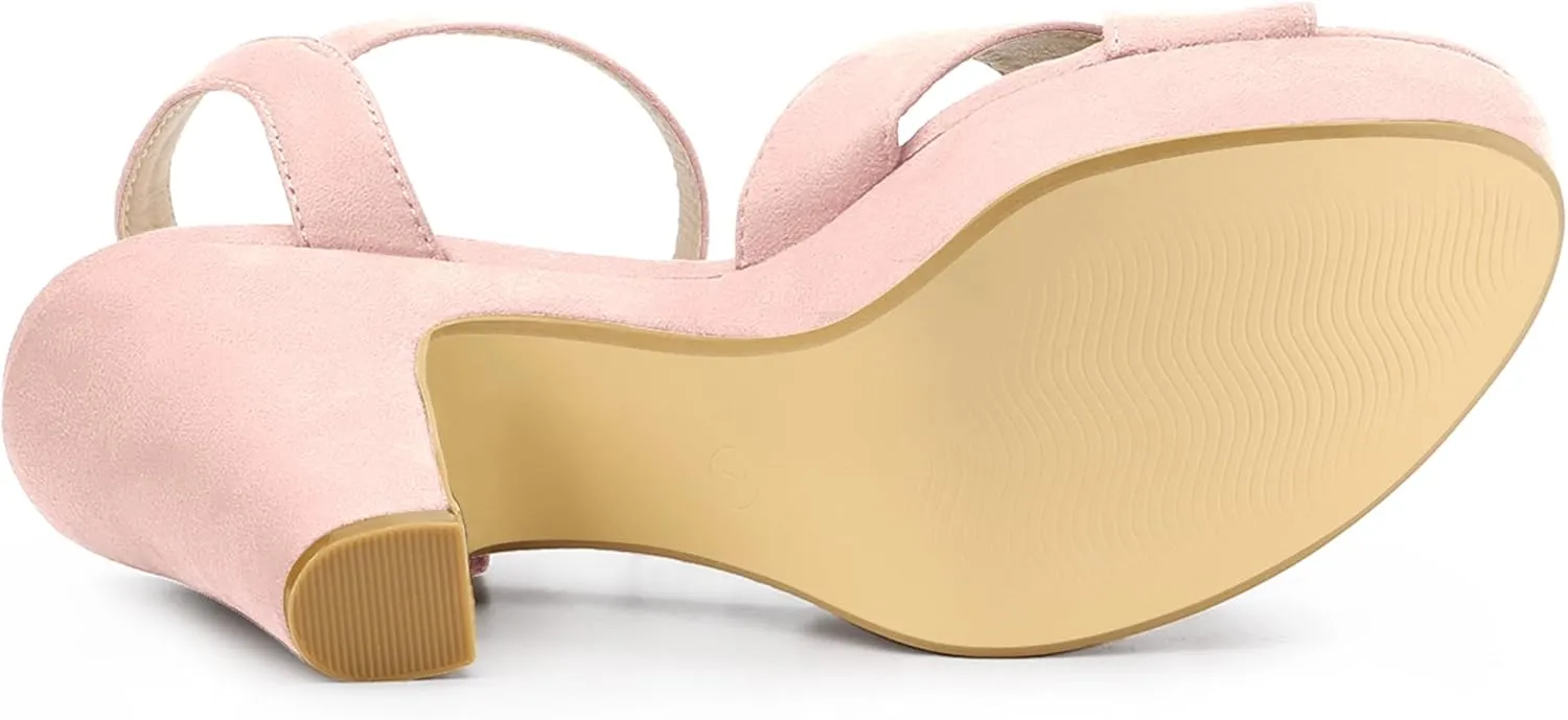 Allegra K Women's Platform Chunky Heels Slingback Sandals