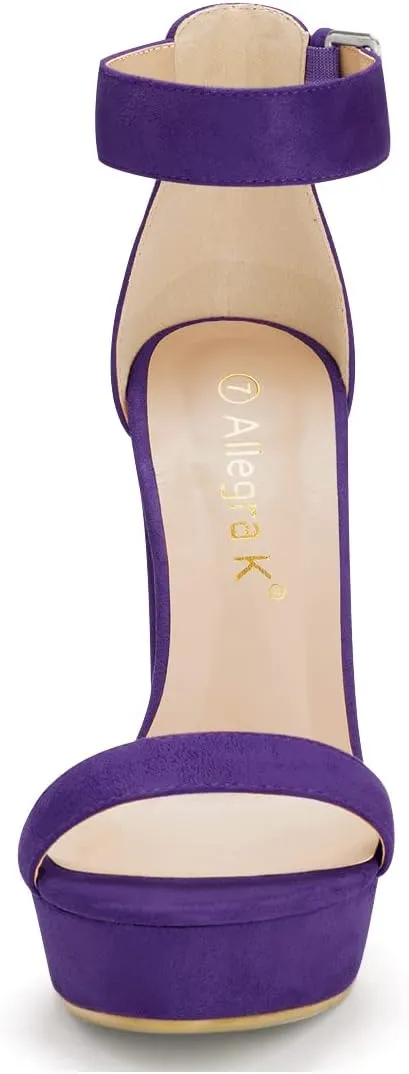 Allegra K Women's Platform High Heel Ankle Strap Chunky Heels Sandals