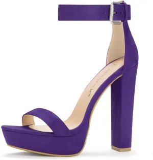 Allegra K Women's Platform High Heel Ankle Strap Chunky Heels Sandals