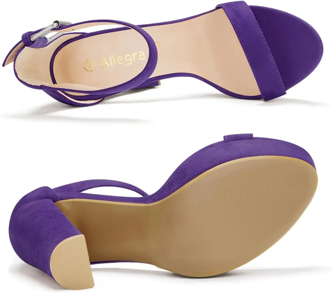 Allegra K Women's Platform High Heel Ankle Strap Chunky Heels Sandals