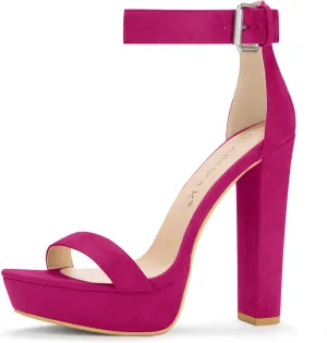 Allegra K Women's Platform High Heel Ankle Strap Chunky Heels Sandals
