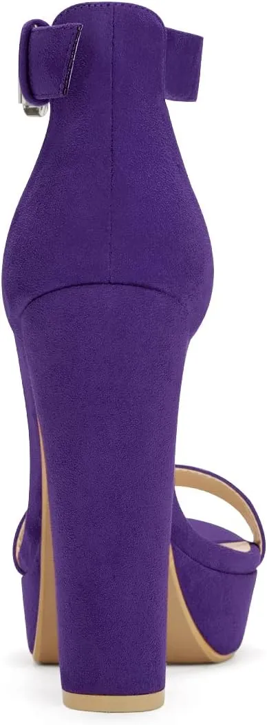 Allegra K Women's Platform High Heel Ankle Strap Chunky Heels Sandals