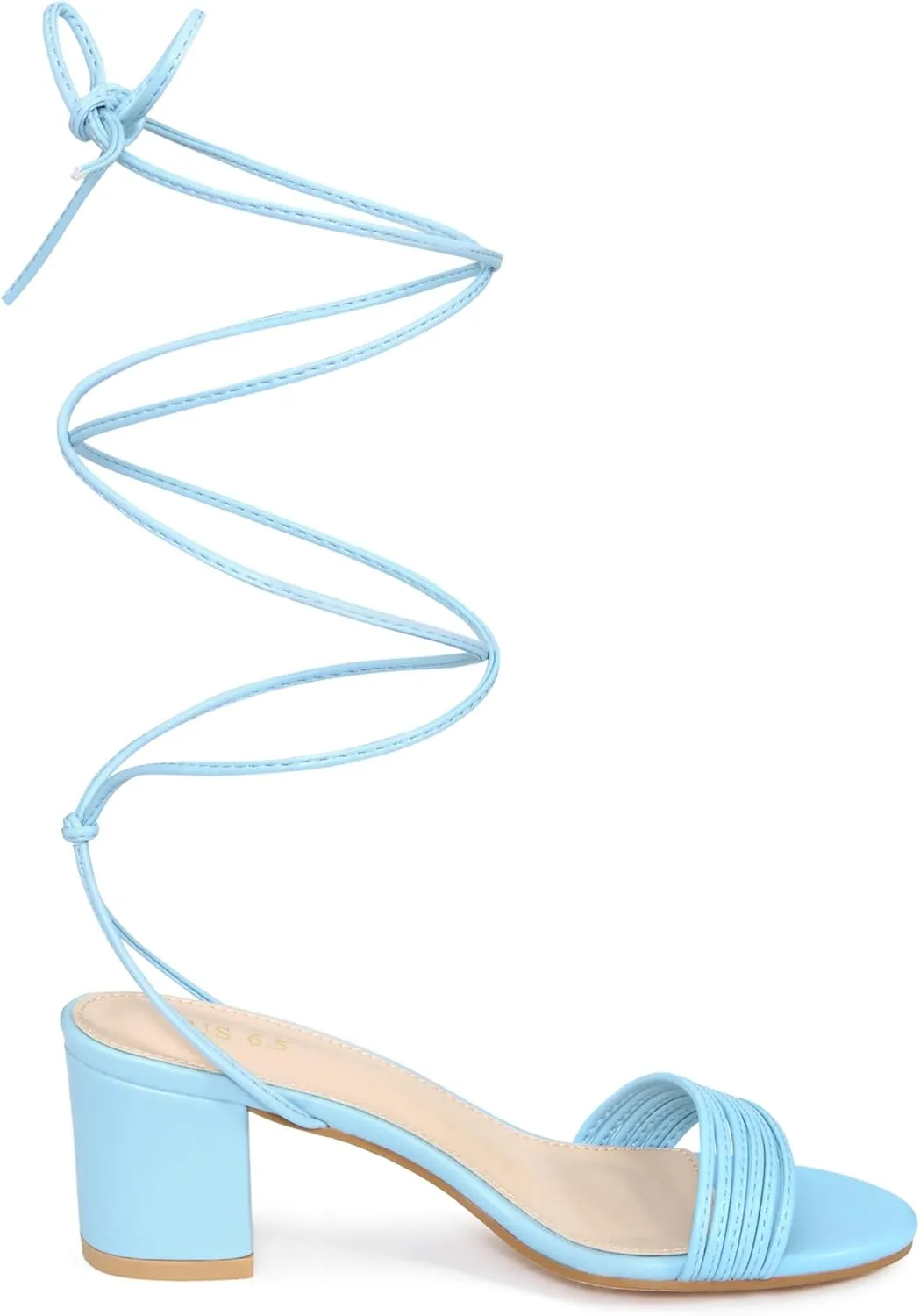 Allegra K Women's Sparkle Strappy Lace Up Block Heels Sandals