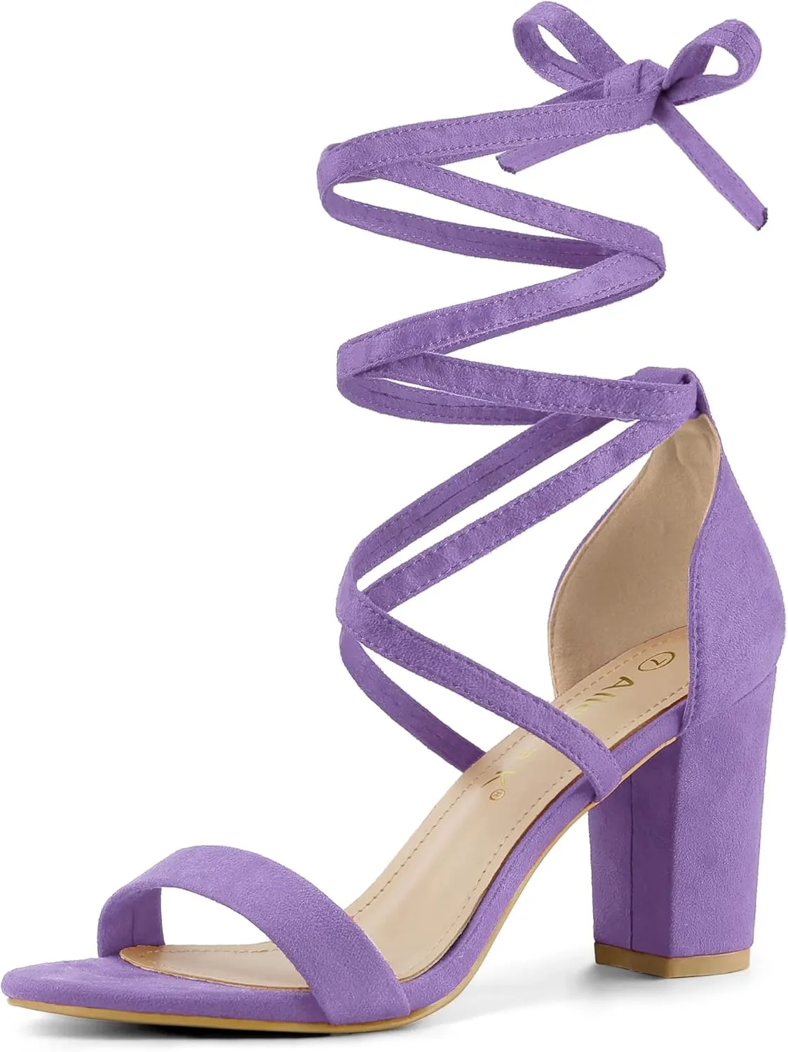 Allegra K Women's Strappy Lace Up Heel Chunky High Heels Sandals