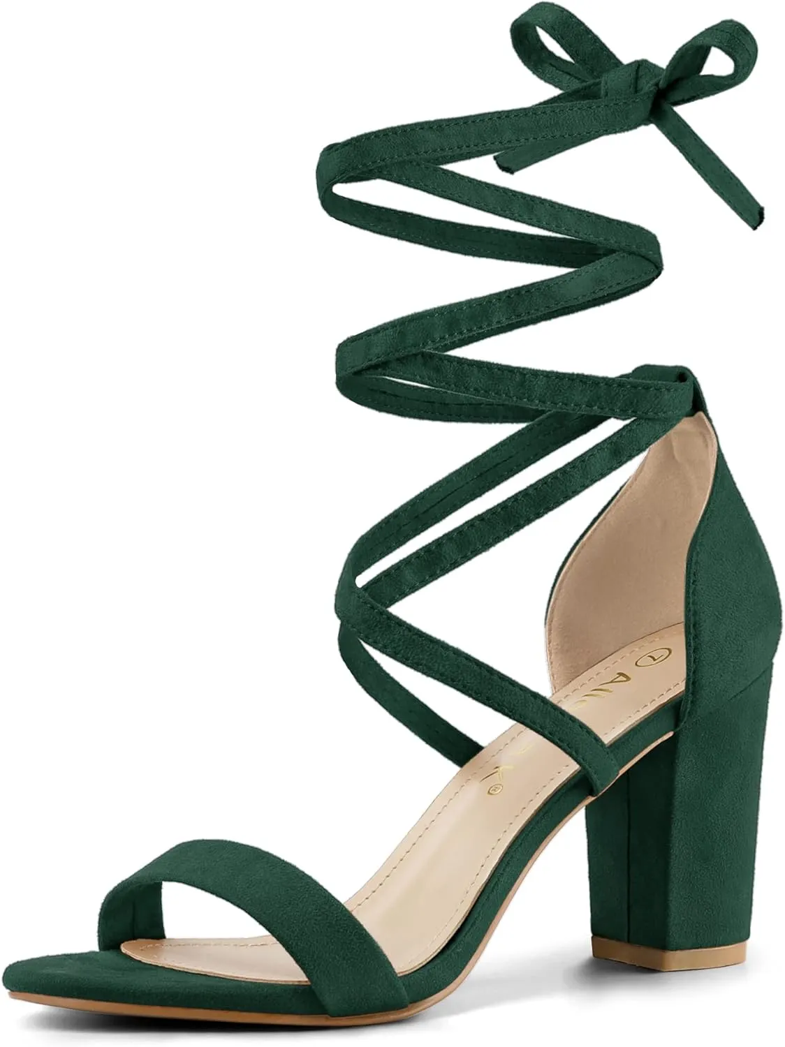 Allegra K Women's Strappy Lace Up Heel Chunky High Heels Sandals