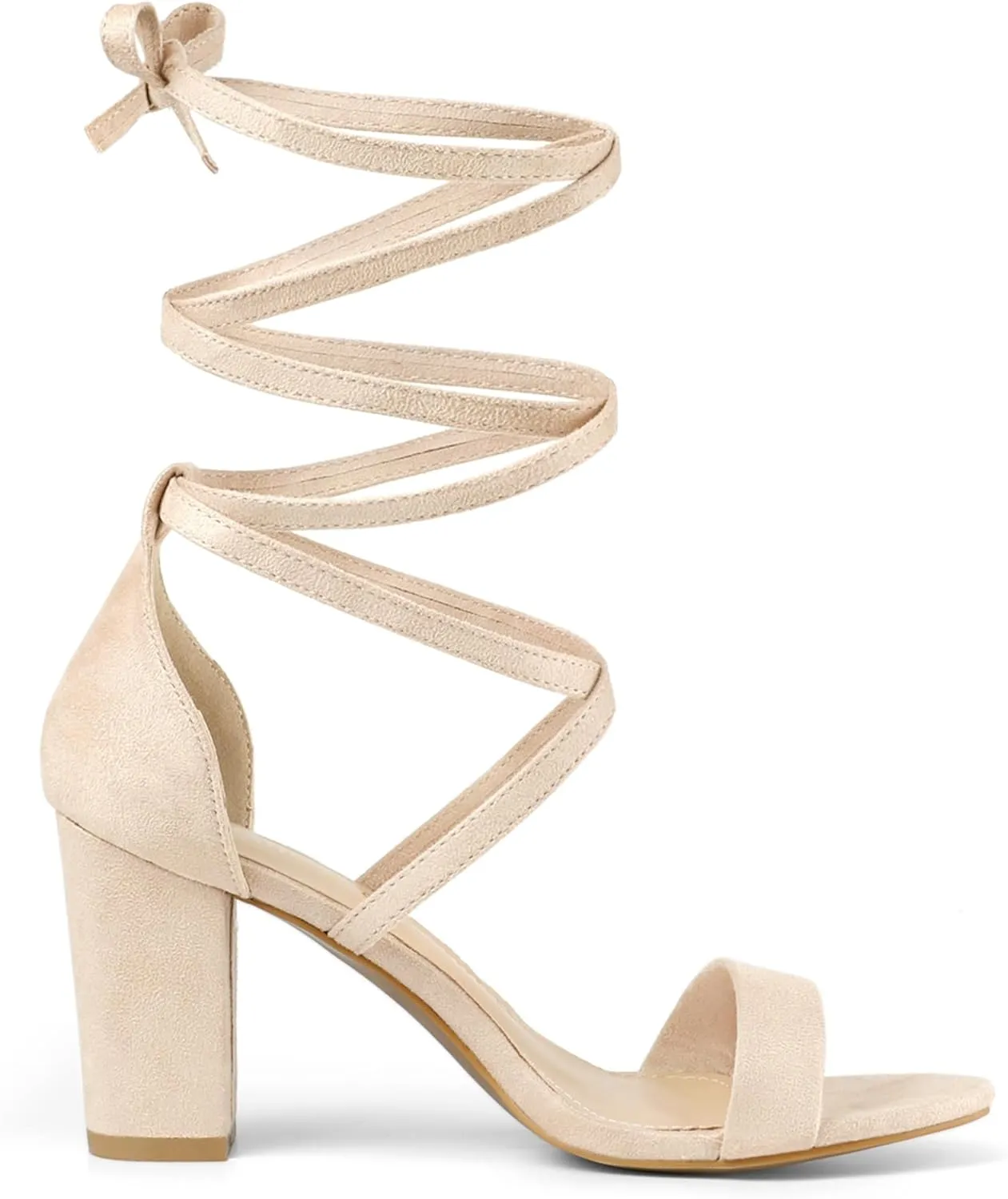 Allegra K Women's Strappy Lace Up Heel Chunky High Heels Sandals