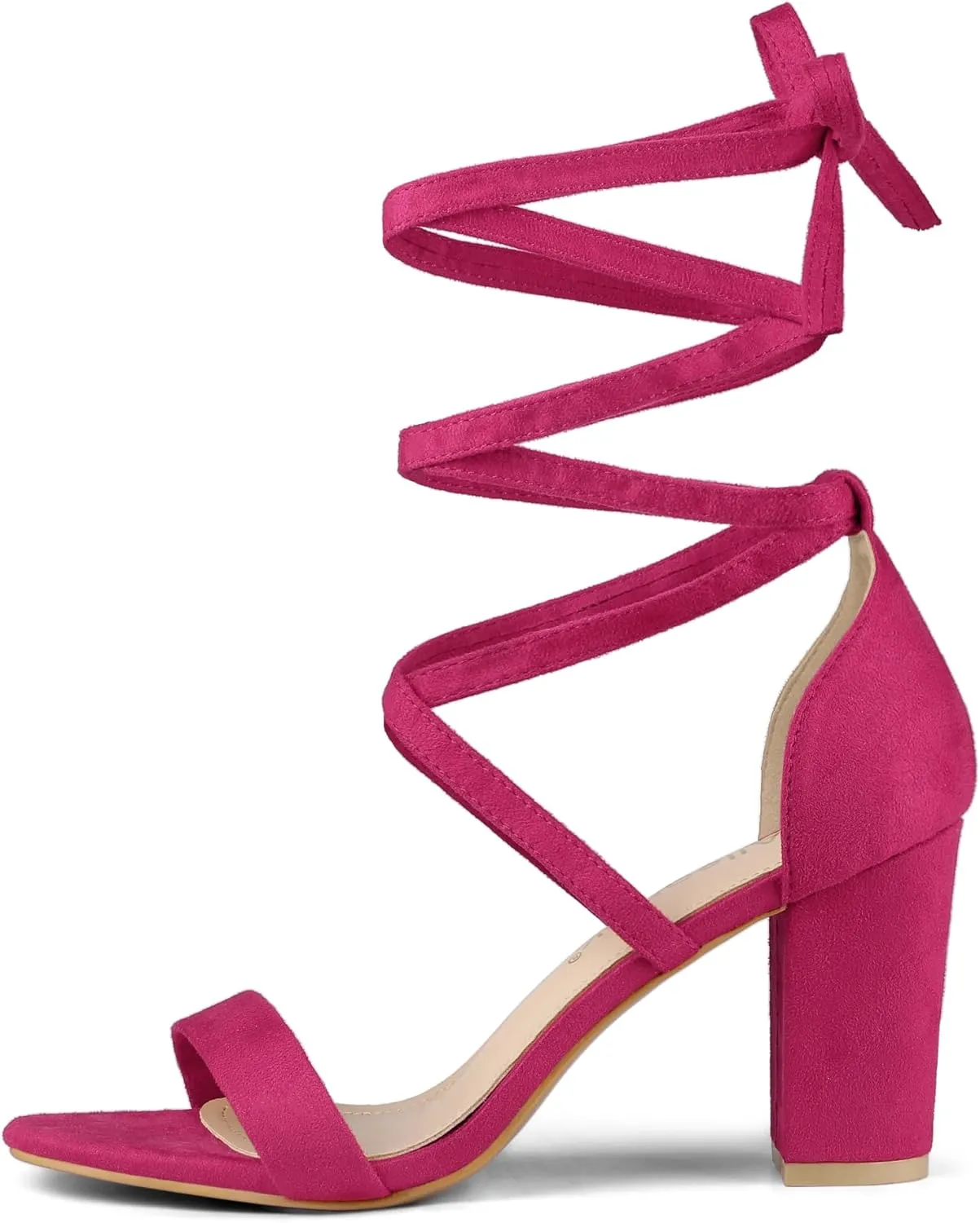 Allegra K Women's Strappy Lace Up Heel Chunky High Heels Sandals