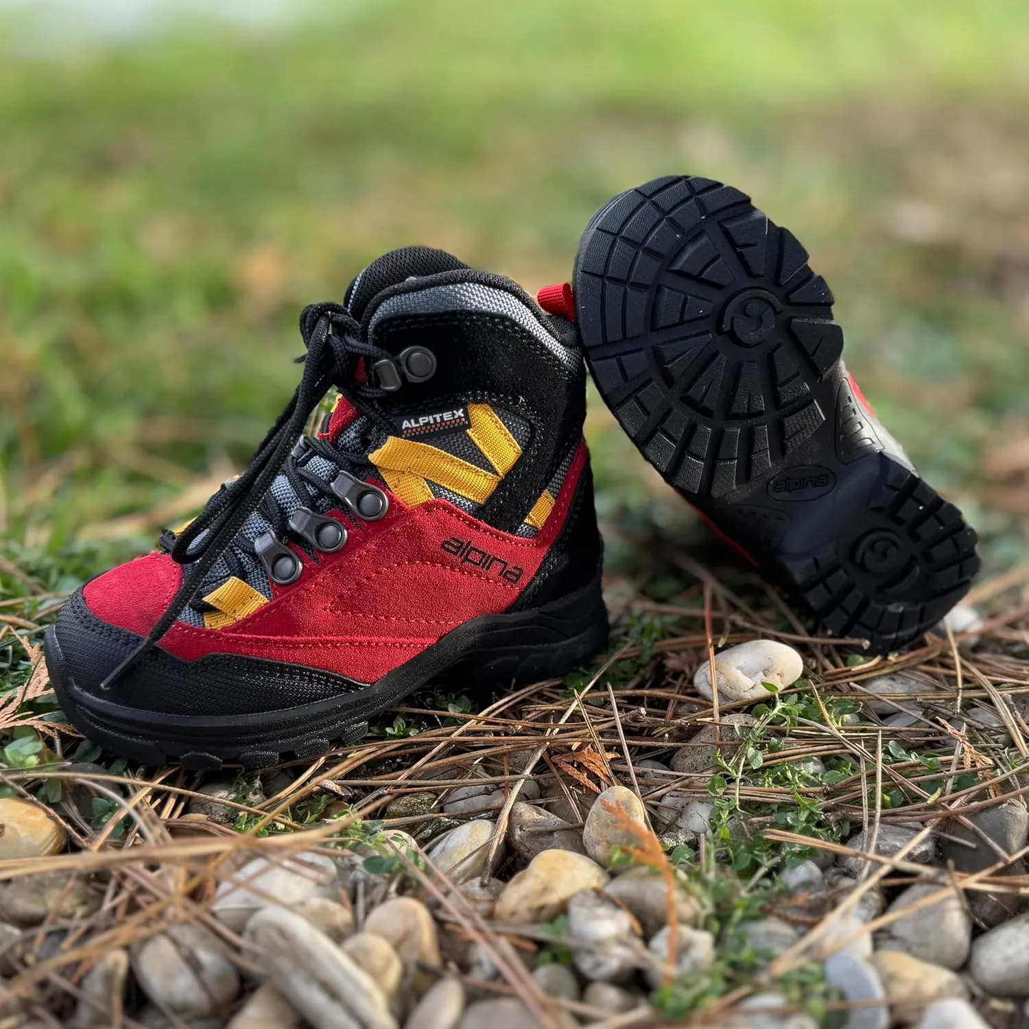 Alpina Kids Waterproof Hiking Boots - Durable Full Leather Lightweight Breathable Slip Resistant