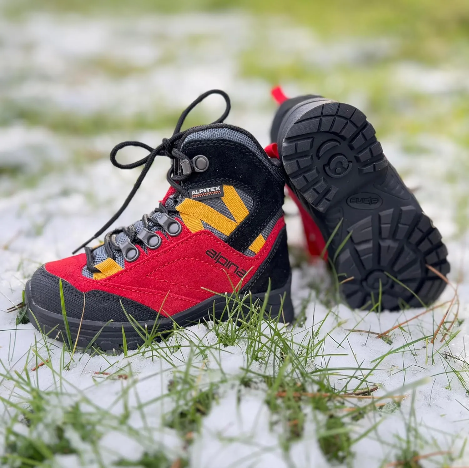 Alpina Kids Waterproof Hiking Boots - Durable Full Leather Lightweight Breathable Slip Resistant