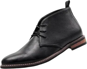 AMAZIDEAL Men's Leather Lace-up Chukka Ankle Boots,Classic Round Toe Casual Oxford Dress Boots,Comfortable Non-slip Retro Desert Booties