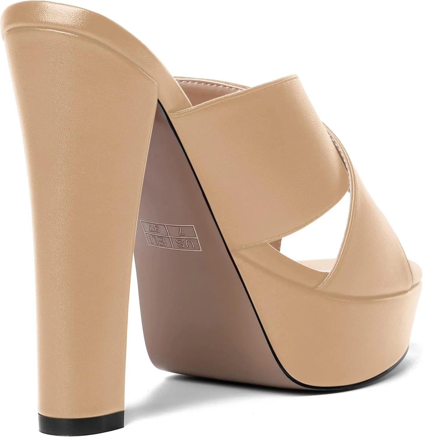 AMBELIGHT Womens Slip On Matte Dating Fashion Heels Open Toe Chunky High Heel Sandals 5 Inch