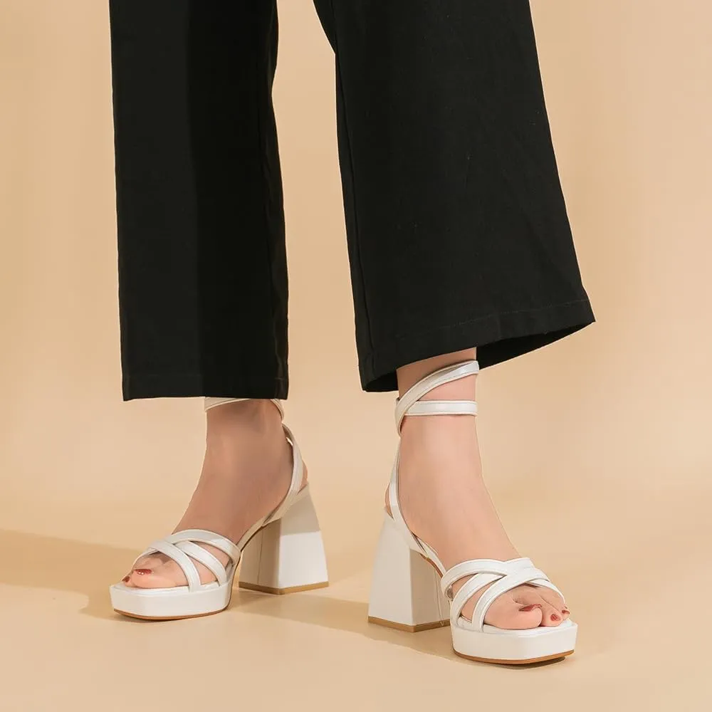 Amoji Women's 4 Inch Platform Chunky Heel Strappy Ankle Strap Block Heeled Sandals 305