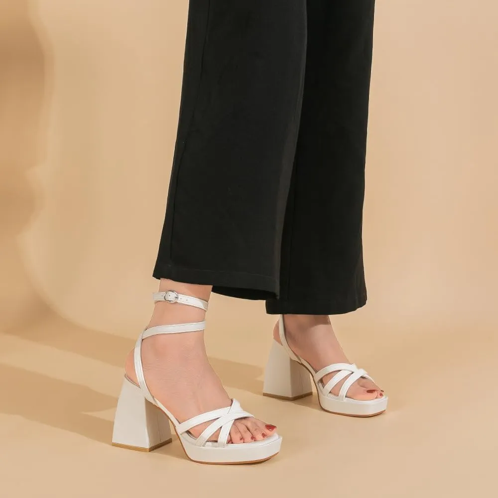 Amoji Women's 4 Inch Platform Chunky Heel Strappy Ankle Strap Block Heeled Sandals 305